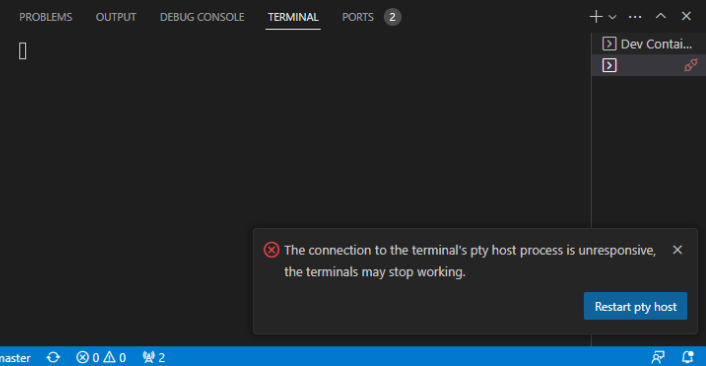 Dev Containers Terminal S Pty Host Process Is Unresponsive