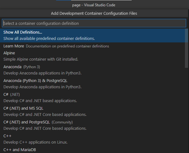 Dev Container List