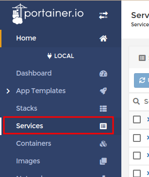 portainer menu