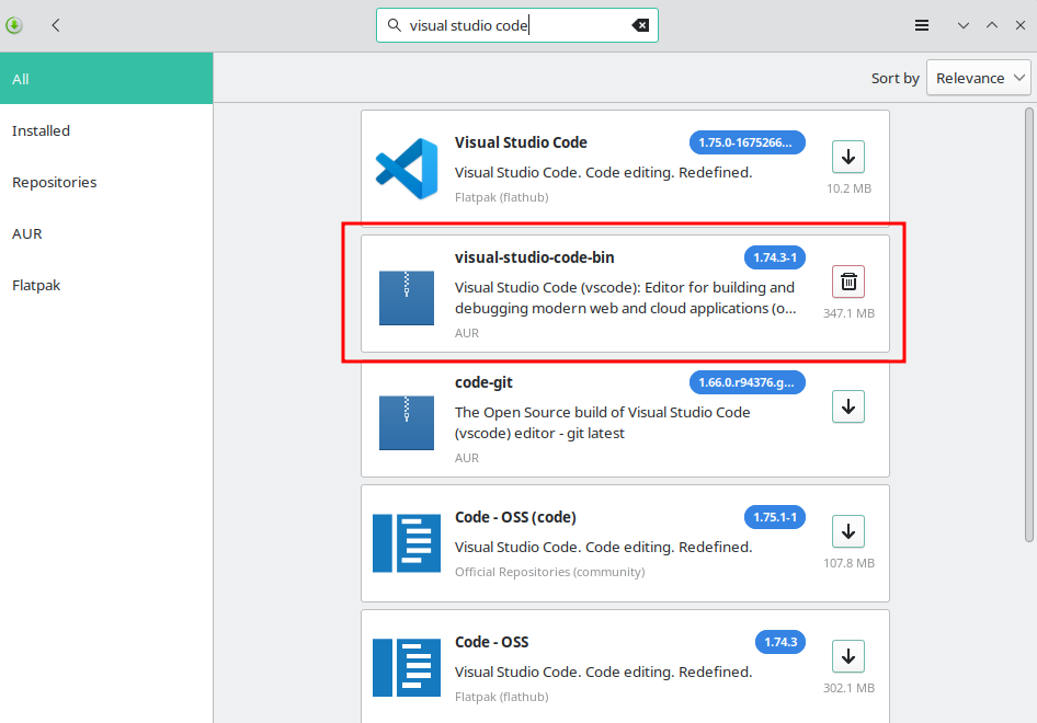 Visual Studio Code bin